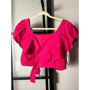 NWT HT360 Collective Ruffle Sleeve Crop Top Size Large